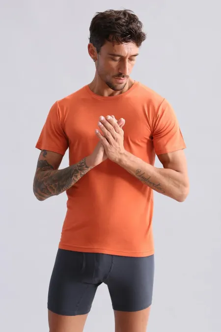 Mısırlı BAMBU HERCULES Slim Fit Bisiklet Yaka Fanila / T-Shirt Pas Kırmızı