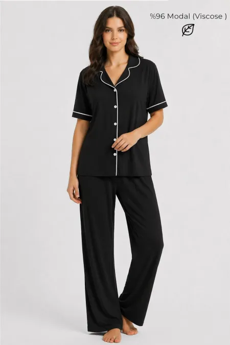 Egyptian Women's Modal Pajama Set Black