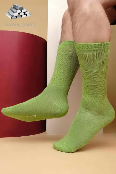 Men's 10% Silver Single Socket Socks Green