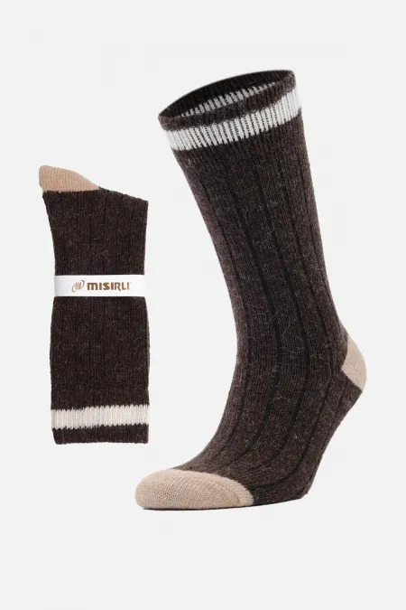 Chaussettes d'hiver unisexes en laine d'alpaga égyptienne marron