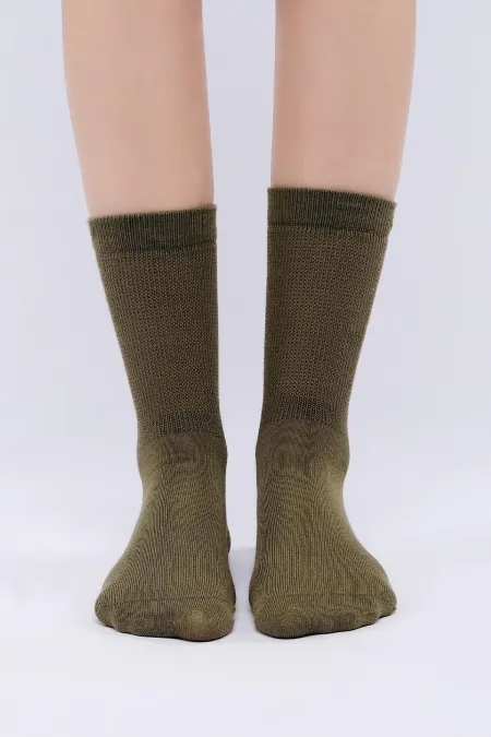 Mısırlı Kadın Modal Tekli Soket Çorap Haki