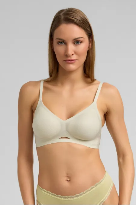 Kadın Petek Desen Hayalet Sütyen Beyaz