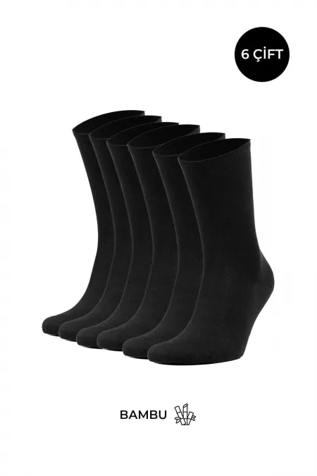 BAMBOO Women's Boxed Set of 6 Pairs of Ankle Socks, Black