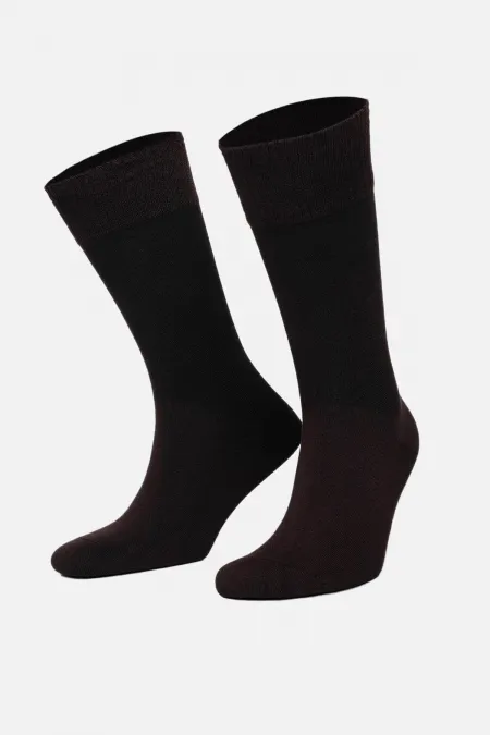 Mısırlı Erkek Modal Tekli DİABETİKER Lastiksiz Uzun Soket Çorap Kahverengi