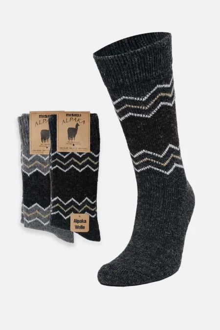 Mısırlı Men's Alpaca Wool Winter Socks (2 Pairs) Grey/Anthracite