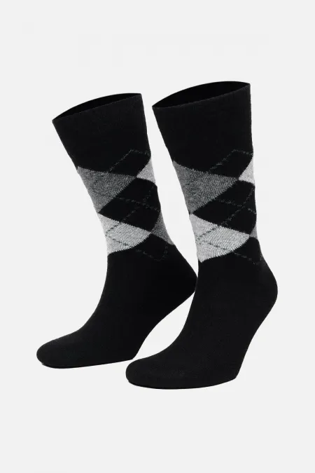 Mısırlı Erkek Koyun Yünü Tekli Soket Çorap Siyah