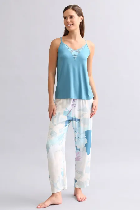 Mısırlı Kadın Örme İp Askılı Atlet Lacivert