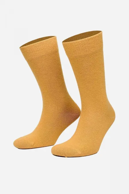 Mısırlı Erkek Koyun Yünü Tekli Soket Çorap Safran