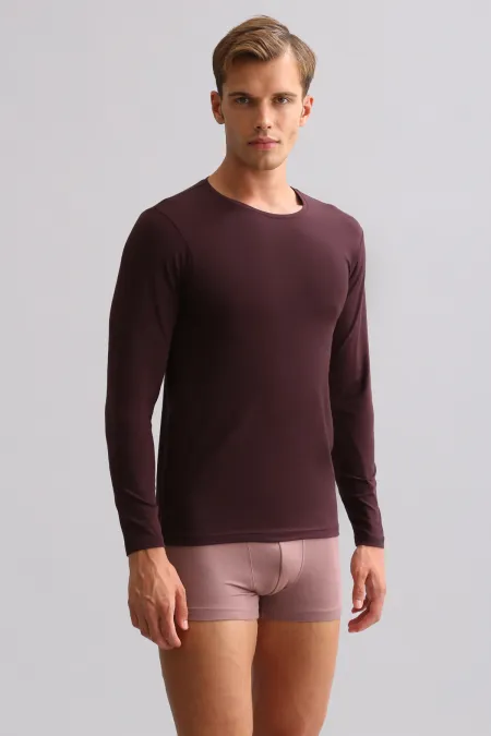 BAMBU HERCULES Slim Fit Bisiklet Yaka Uzun Kollu Erkek Fanila Mor BAMBU HERCULES Slim Fit Bisiklet Yaka Uzun Kollu Erkek Fanila Mor