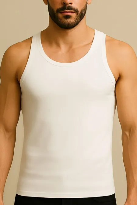 Mısırlı Organic Cotton Summer Regular Fit Tank Top White