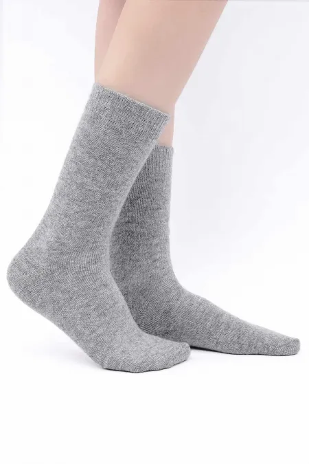 Chaussettes égyptiennes en laine de mouton, maille simple, gris clair