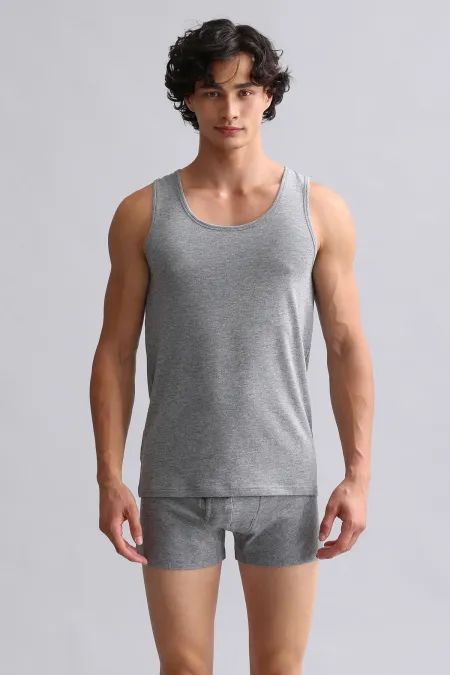 Mısırlı Modal By TENCEL HERCULES Slim Fit Basic Atlet Gri Melanj