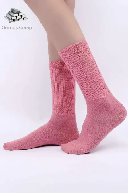 Chaussettes égyptiennes pour femmes, doublure argentée à 10 %, roses