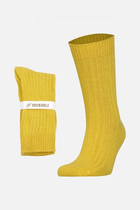 Chaussettes d'hiver unisexes en coton bio égyptien jaunes