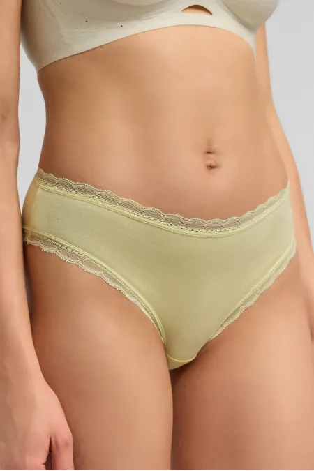 Mısırlı Modal Danteli Slip AÇIK SARI