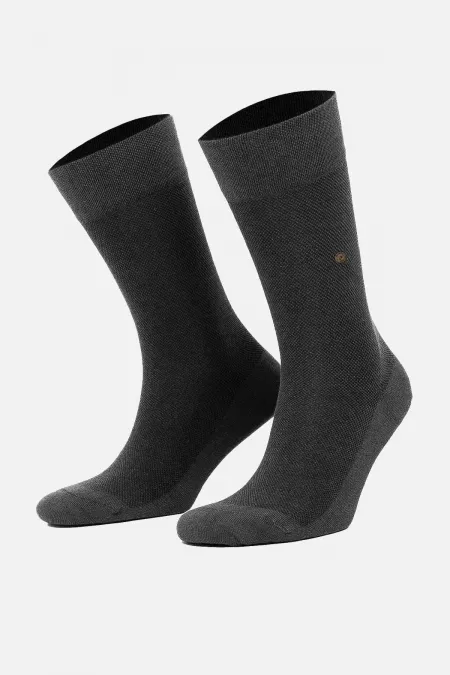 Chaussettes égyptiennes pour hommes en coton biologique, anthracite, à une seule chaussette