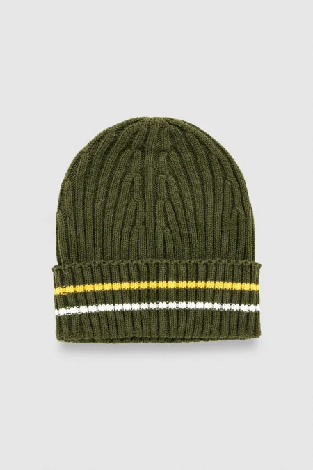 Bonnet rayé égyptien pour homme - Vert kaki Jess