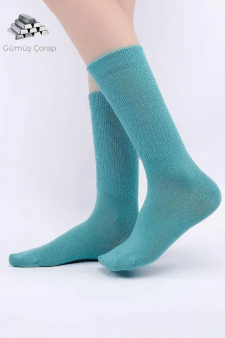 Chaussettes courtes pour femmes égyptiennes, bleues, contenant 10 % d'argent