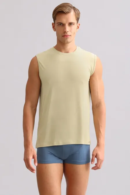 Mısırlı BAMBU ZEUS LUXURY Regular Fit Bisiklet Yaka Sporcu Atlet / T-Shirt Haki Ada