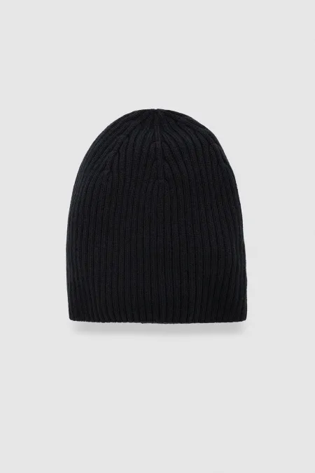 Bonnet uni en laine égyptienne pour homme - Noir - Fabrication artisanale