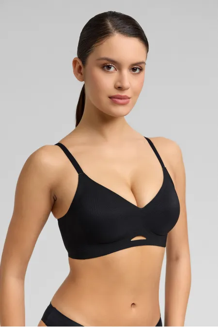 Kadın Petek Desen Hayalet Sütyen Siyah