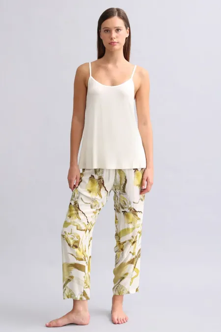 Mısırlı Kadın Dokuma Dar Paça Pantolon Yeşil