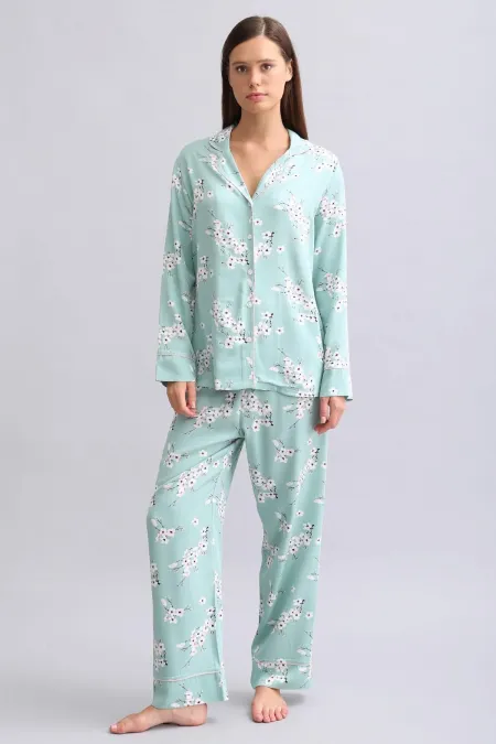 Mısırlı Kadın Bambu Pijama Takımı Çağla Yeşili