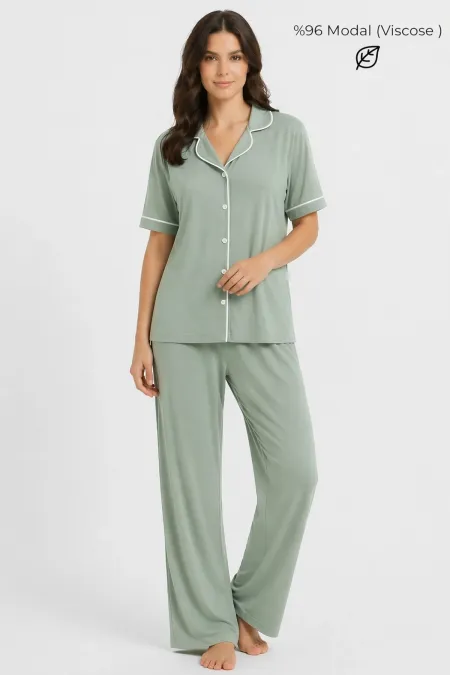 Egyptian Women's Modal Pajama Set, Light Green