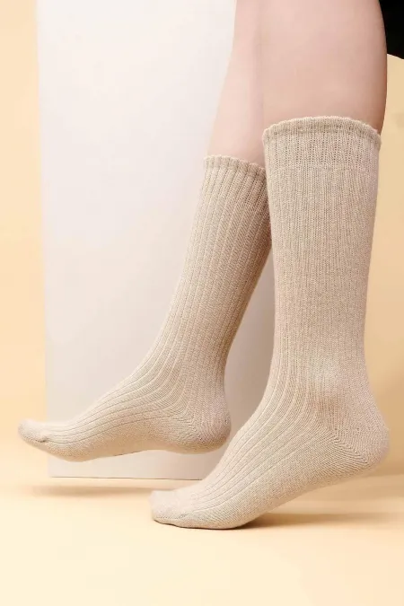 Chaussettes simples en cachemire beige pour femme, style égyptien