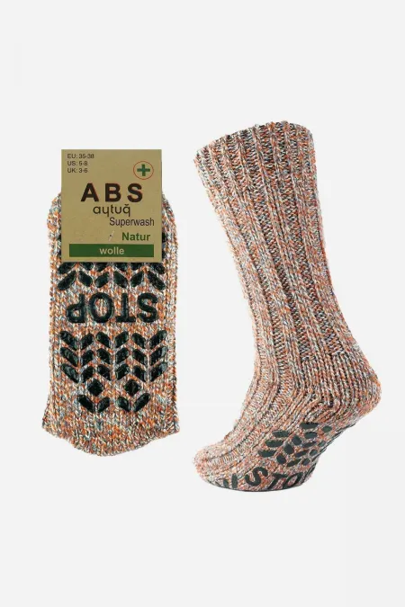 Chaussettes d'hiver pour femmes en laine mérinos égyptienne, coupe-froid, semelle antidérapante, orange