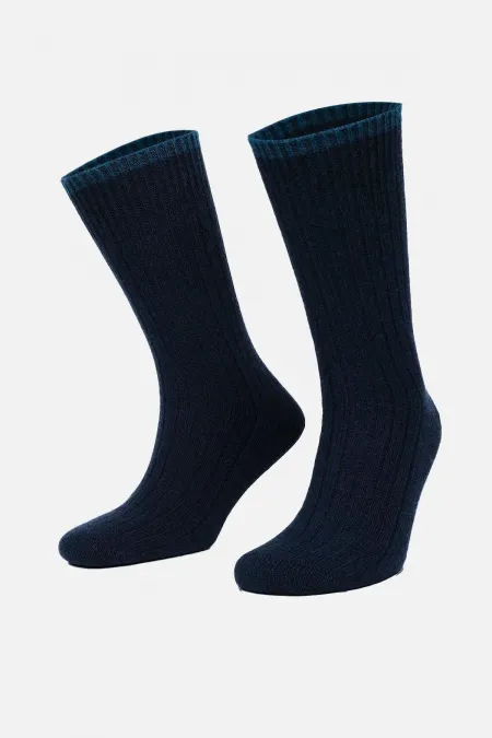 Mısırlı Erkek Kuzu Yünü (Lambswool) Tekli Soket Çorap Lacivert