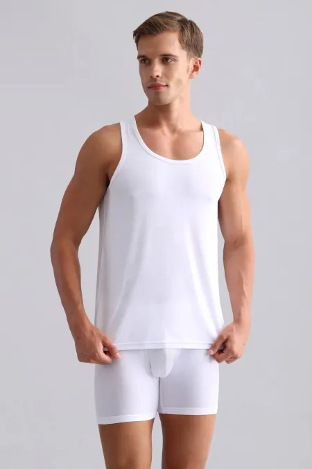 Mısırlı BAMBU ZEUS Regular Fit Basic Atlet / T-Shirt Beyaz