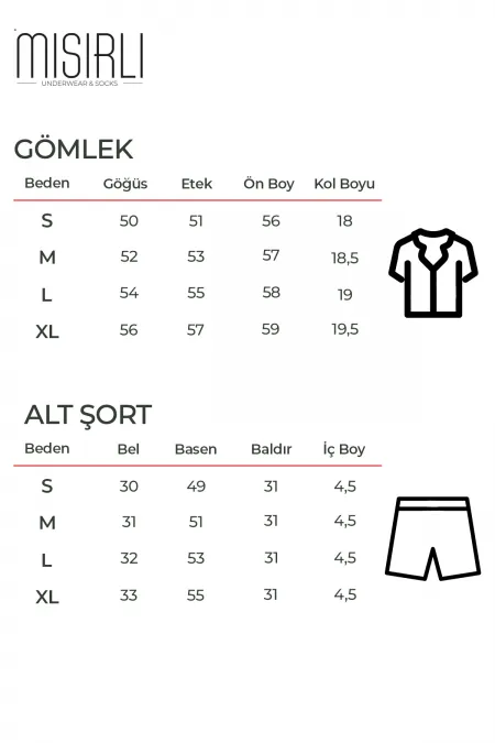 Pamuklu Kısa Kollu Gömlek Şortlu Takım Siyah