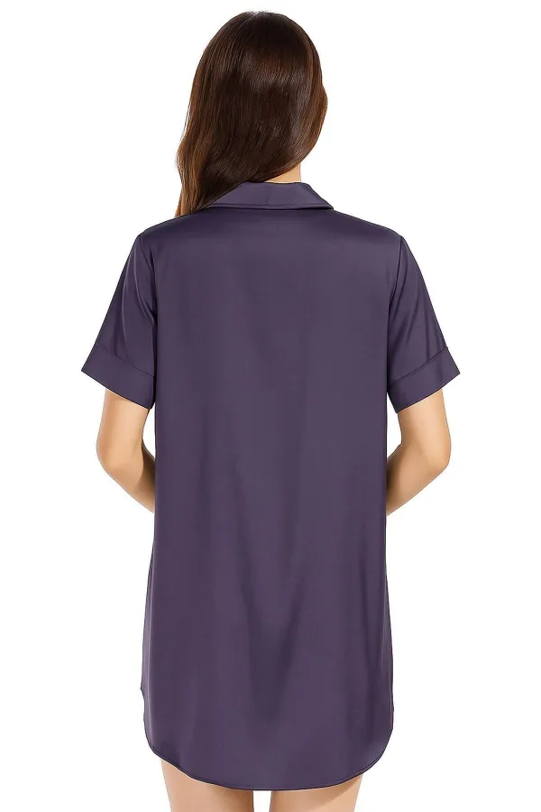 Mısırlı 1927 Kadın SATEN Kısa Kollu Gömlek Füme