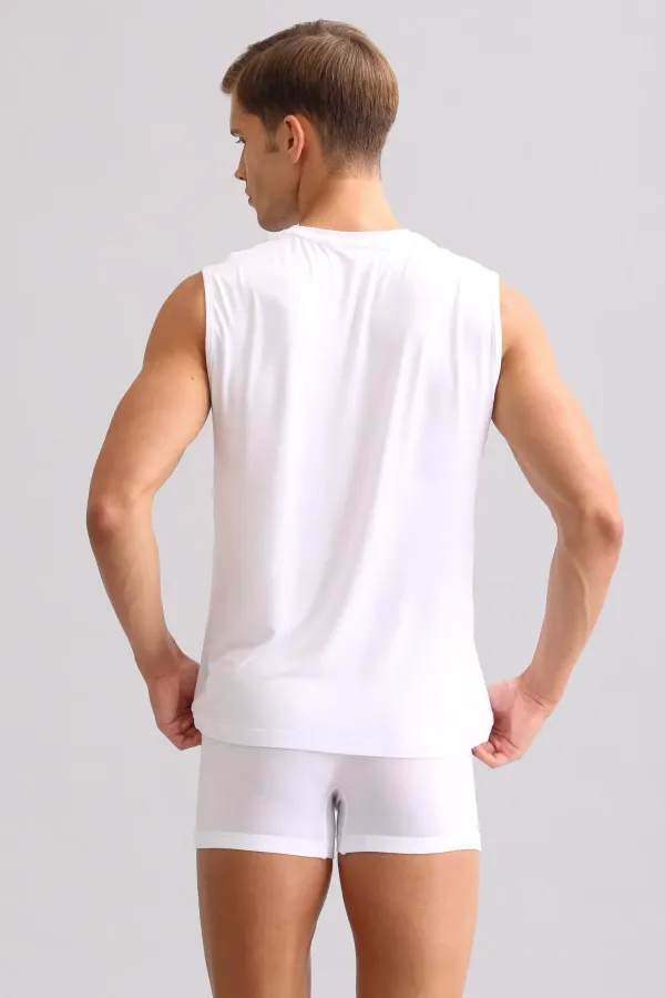 Mısırlı ORGANIC Pamuklu ZEUS LUXURY Regular Fit Bisiklet Yaka Sporcu Atlet / T-Shirt Beyaz