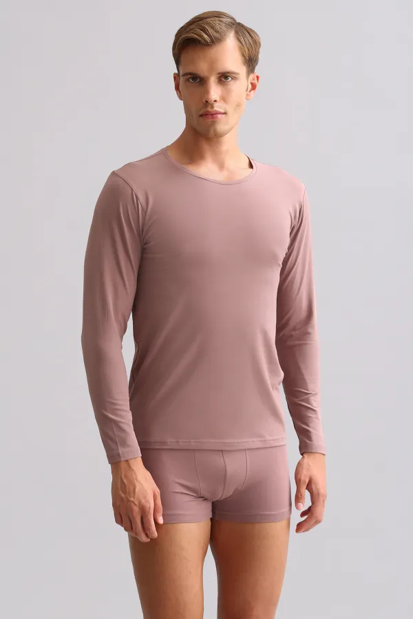 BAMBU HERCULES Slim Fit Bisiklet Yaka Uzun Kollu Erkek  Fanila Lavender