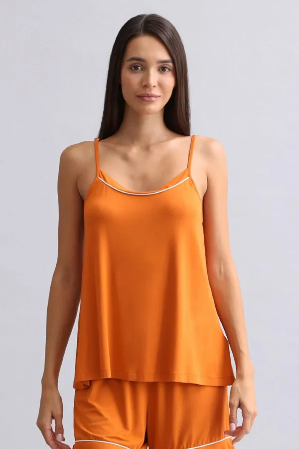 Kadın Modal İnce Askılı Pijama Üst Pas Kırmızı