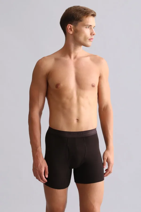Boxer long SPARTACUS PLUS PERFORMANCE en coton biologique égyptien, marron