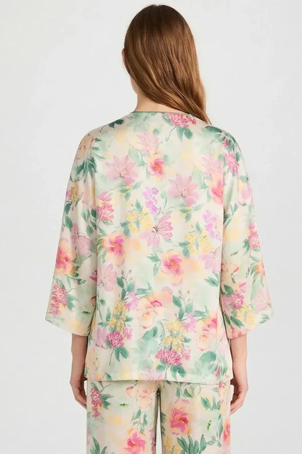 Mısırlı Kadın Dokuma Uzun Kol Çiçekli Gömlek Çok Renkli