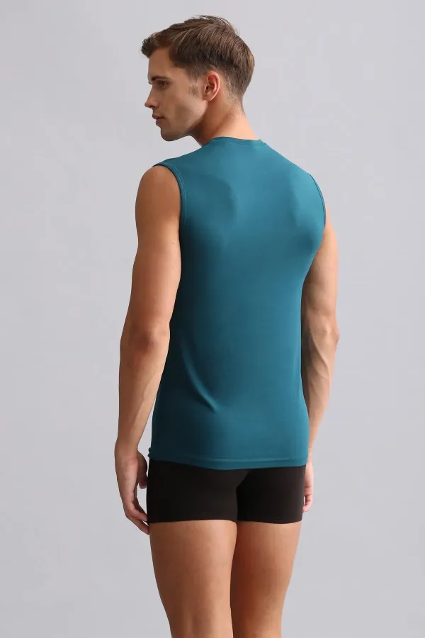 Mısırlı Modal By TENCEL HERCULES Slim Fit V-Neck Athletic Tank Top / T-Shirt Fit Green