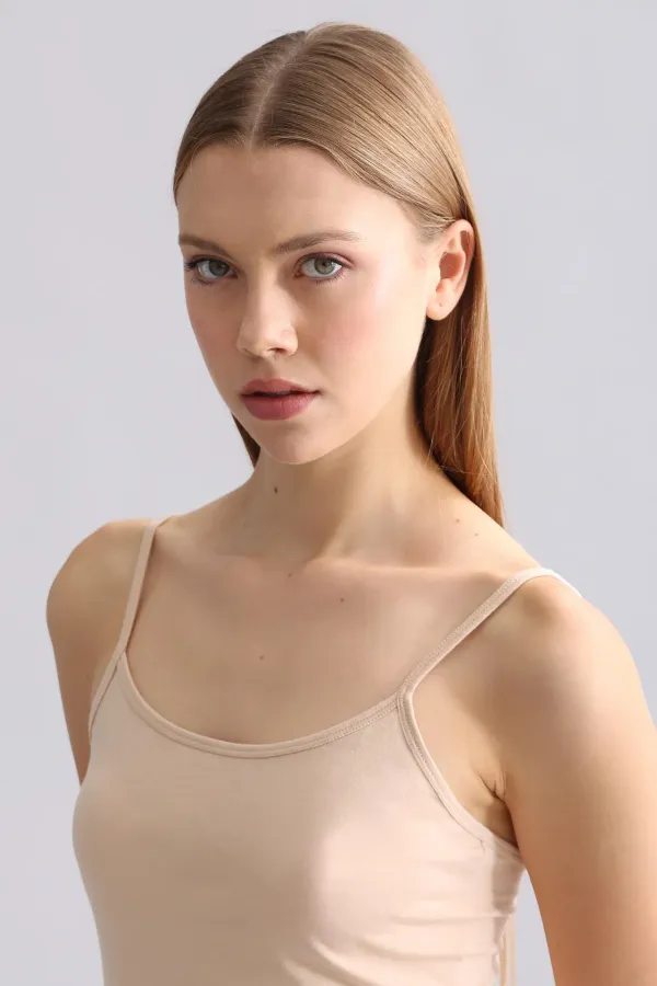 Mısırlı Modal By TENCEL SARAH İnce Askılı Atlet Ten