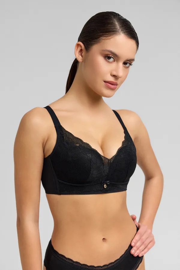 Soutien-gorge fantôme noir avec détails en dentelle