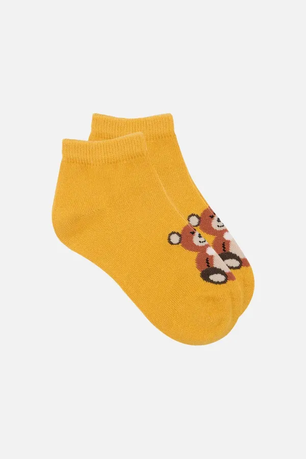Chaussettes courtes unisexes en coton égyptien, motif ours en peluche, lot de 3 paires pour enfants