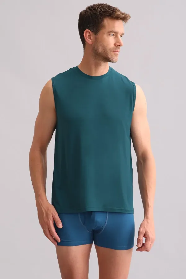 Mısırlı BAMBU ZEUS Regular Fit Bisiklet Yaka Sporcu Atlet / T-Shirt Fit Green