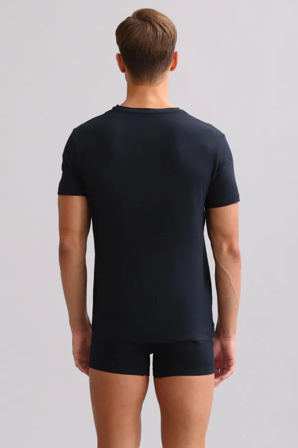 Mısırlı ORGANIC Pamuklu ZEUS LUXURY Regular Fit Bisiklet Yaka Fanila / T-Shirt Lacivert