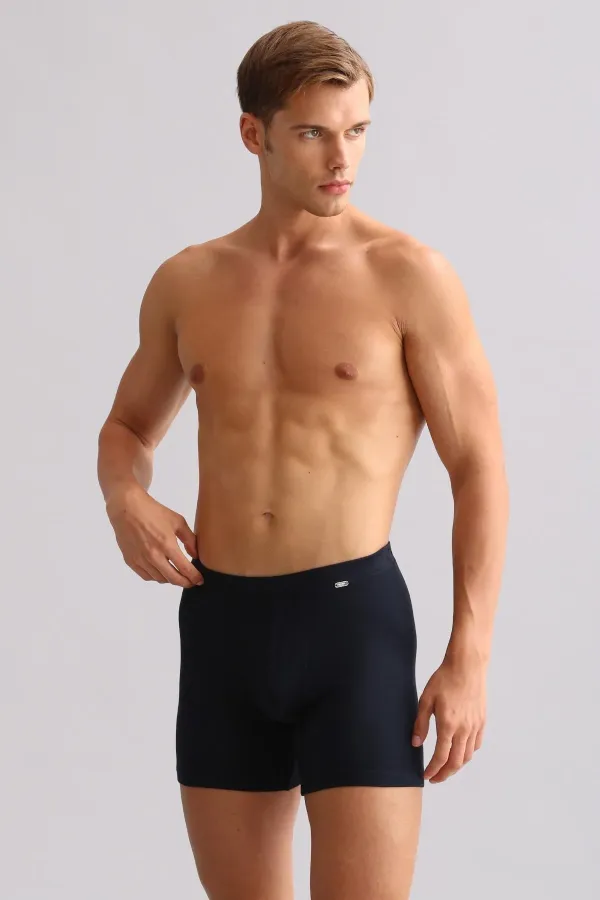 Mısırlı ORGANIC Pamuklu ZEUS LUXURY Regular Fit Metal Armalı Long Boxer Lacivert
