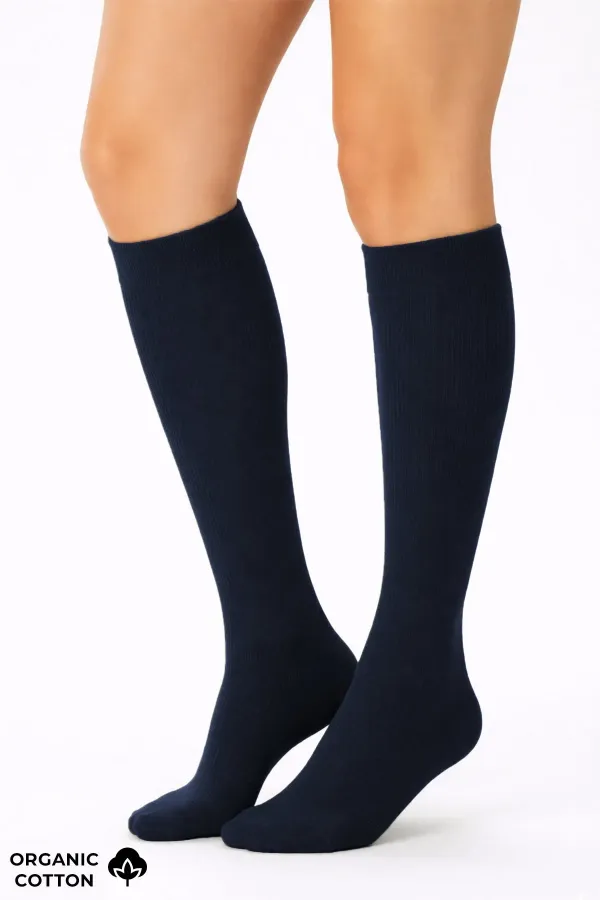 Mısırlı Unisex Organik Pamuk Özel Sıkılaştırıcı Teknolojiyle Uçuş Ve Pilot Diz Altı Çorap Lacivert