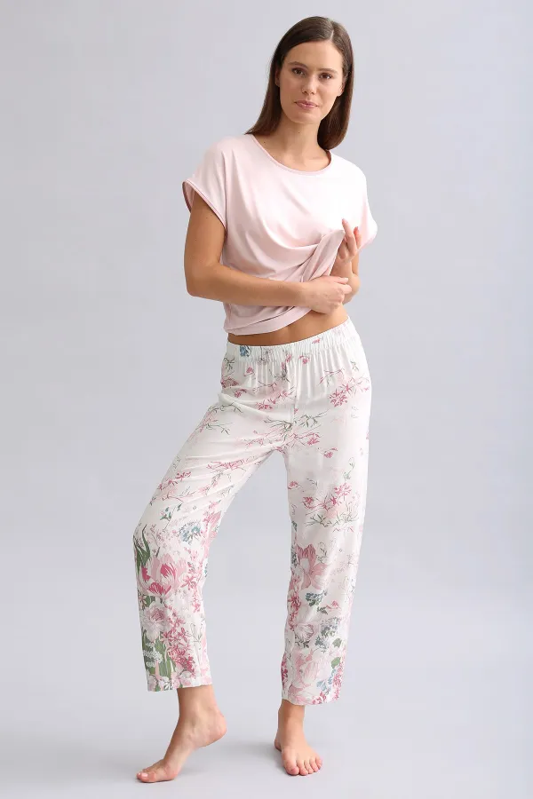 Bas de pyjama tissé pour femme égyptienne, rose