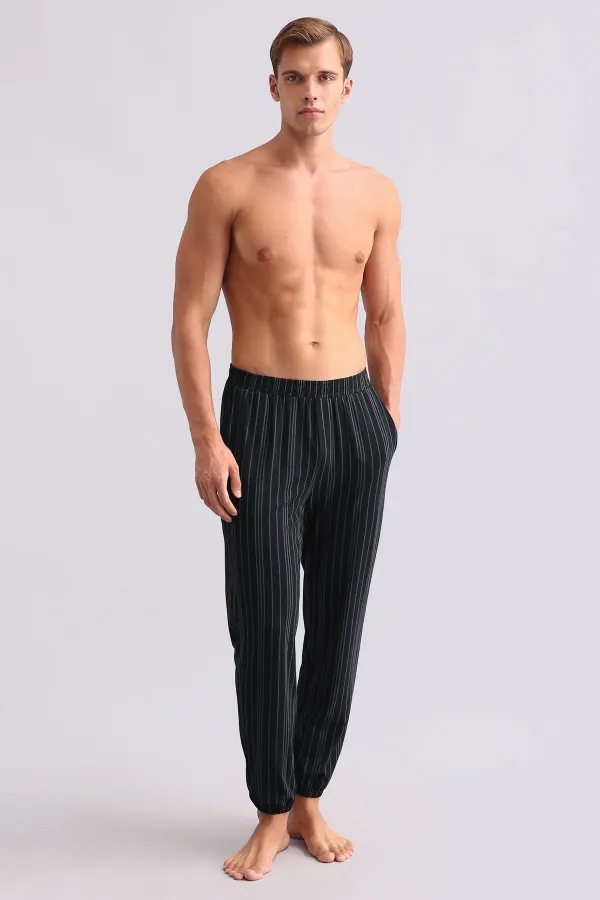 Pantalon de jogging en bambou noir pour homme, style égyptien
