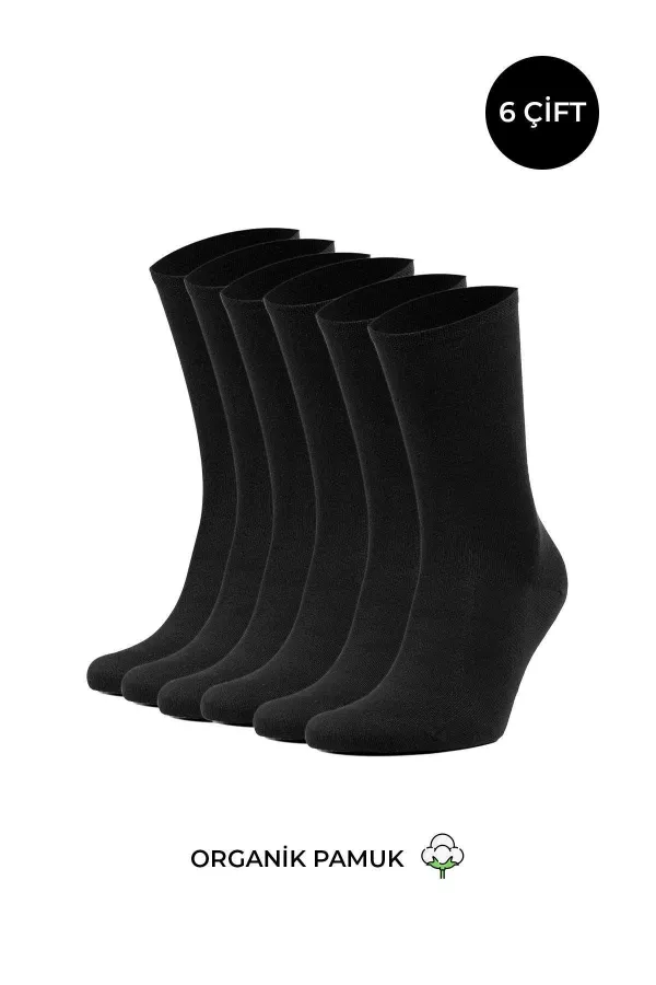 ORGANİK PAMUKLU Kadın Kutulu 6 Çift Soket Çorap Siyah